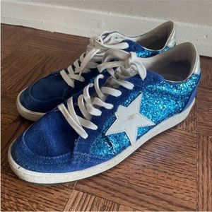 Golden goose ballstar sneakers blue white glitter